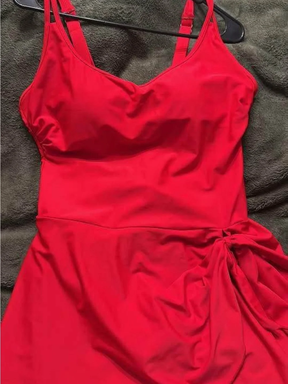 Women's Red Swim Dress with Side Tie